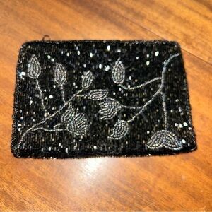 Chic Black Beaded Evening Clutch